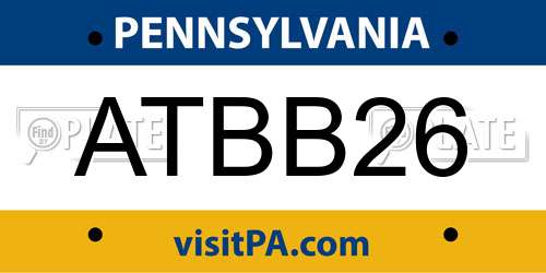 ATBB26 Pennsylvania License Plate