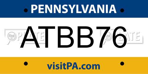 ATBB76 Pennsylvania License Plate
