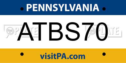 ATBS70 Pennsylvania License Plate