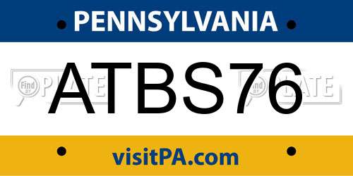 ATBS76 Pennsylvania License Plate