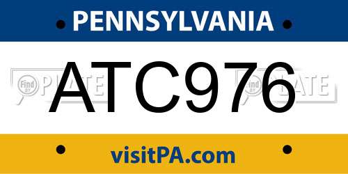 ATC976 Pennsylvania License Plate