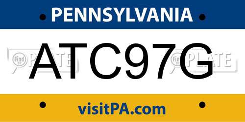 ATC97G Pennsylvania License Plate