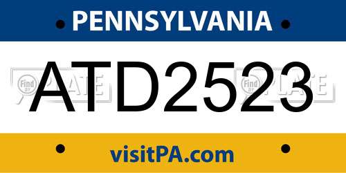 ATD2523 Pennsylvania License Plate