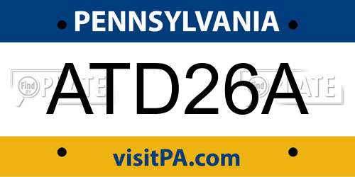 ATD26A Pennsylvania License Plate