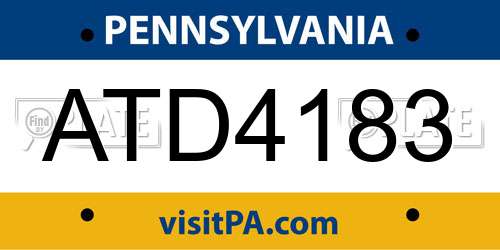 ATD4183 Pennsylvania License Plate