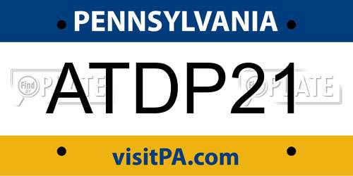 ATDP21 Pennsylvania License Plate