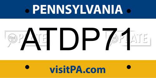 ATDP71 Pennsylvania License Plate