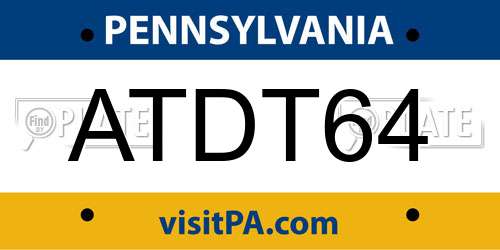 ATDT64 Pennsylvania License Plate