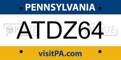 ATDZ64 Pennsylvania License Plate