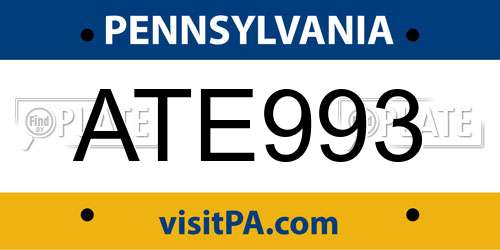 ATE993 Pennsylvania License Plate