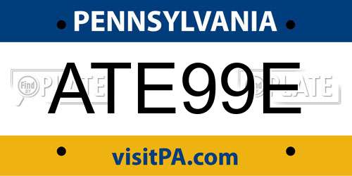 ATE99E Pennsylvania License Plate
