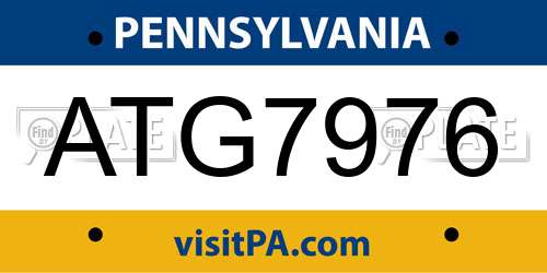 ATG7976 Pennsylvania License Plate