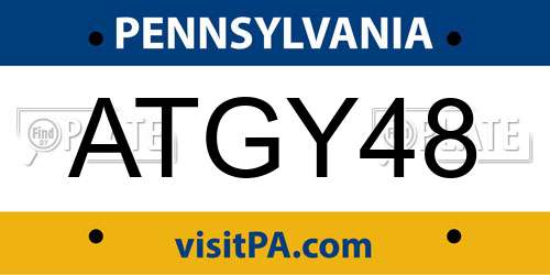 ATGY48 Pennsylvania License Plate