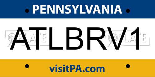 ATLBRV1 Pennsylvania License Plate
