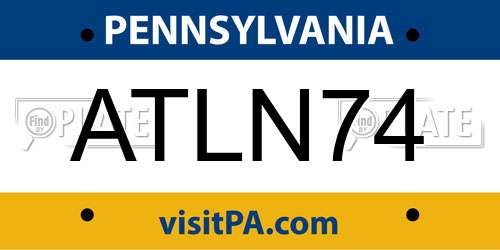 ATLN74 Pennsylvania License Plate