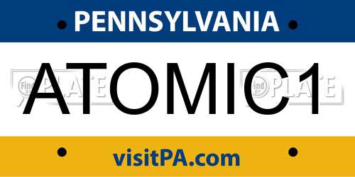 ATOMIC1 Pennsylvania License Plate