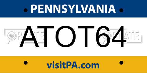 ATOT64 Pennsylvania License Plate