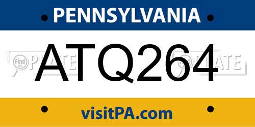 ATQ264 Pennsylvania License Plate