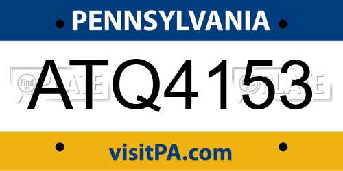 ATQ4153 Pennsylvania License Plate
