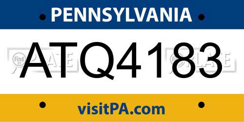 ATQ4183 Pennsylvania License Plate