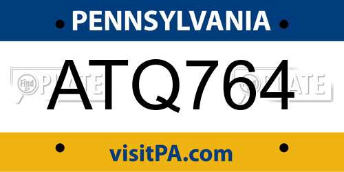 ATQ764 Pennsylvania License Plate