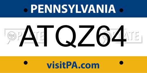 ATQZ64 Pennsylvania License Plate