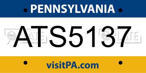 ATS5137 Pennsylvania License Plate