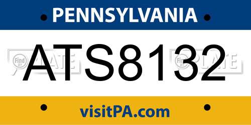ATS8132 Pennsylvania License Plate