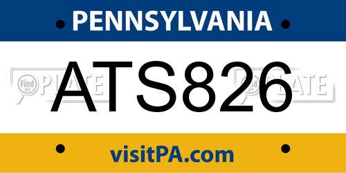 ATS826 Pennsylvania License Plate