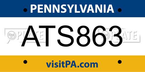 ATS863 Pennsylvania License Plate