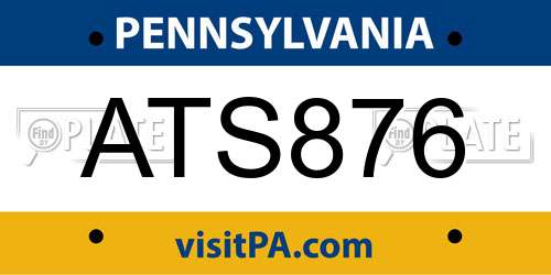 ATS876 Pennsylvania License Plate