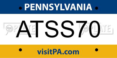 ATSS70 Pennsylvania License Plate