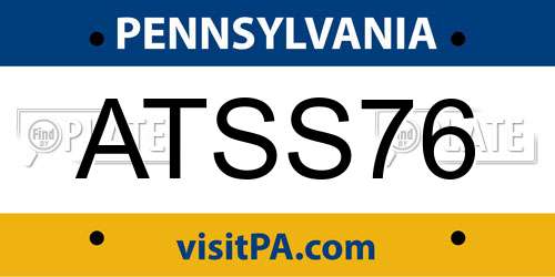 ATSS76 Pennsylvania License Plate