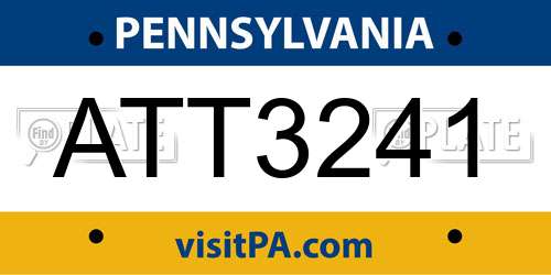 ATT3241 Pennsylvania License Plate