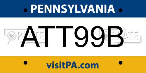 ATT99B Pennsylvania License Plate