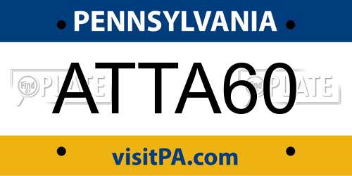 ATTA60 Pennsylvania License Plate