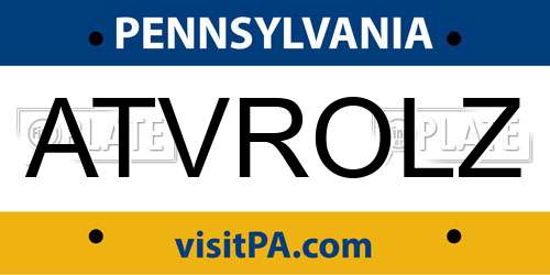 ATVROLZ Pennsylvania License Plate