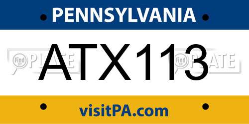 ATX113 Pennsylvania License Plate