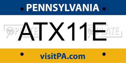 ATX11E Pennsylvania License Plate