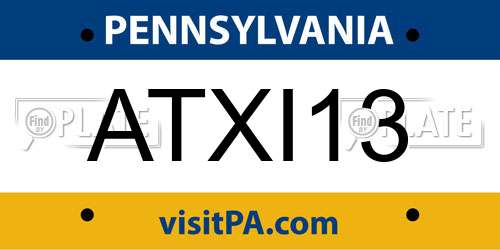 ATXI13 Pennsylvania License Plate