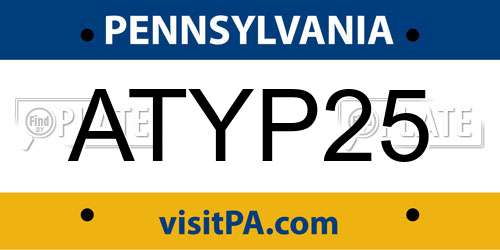 ATYP25 Pennsylvania License Plate