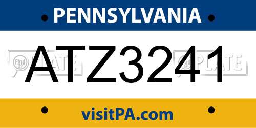 ATZ3241 Pennsylvania License Plate