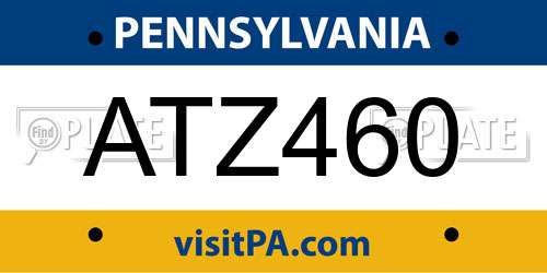 ATZ460 Pennsylvania License Plate