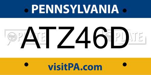 ATZ46D Pennsylvania License Plate