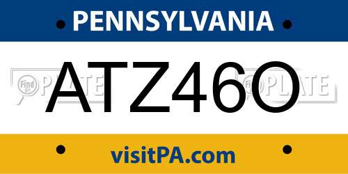 ATZ46O Pennsylvania License Plate