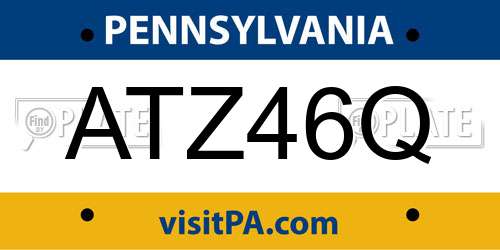 ATZ46Q Pennsylvania License Plate