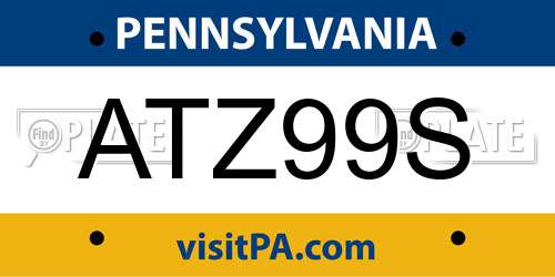 ATZ99S Pennsylvania License Plate