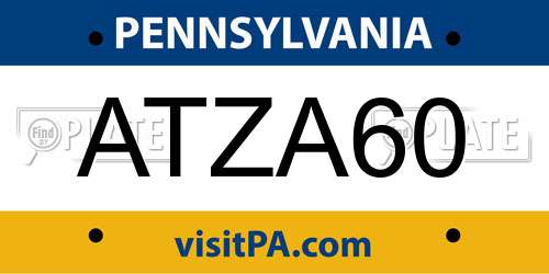 ATZA60 Pennsylvania License Plate