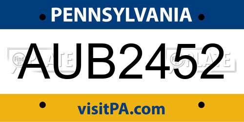 AUB2452 Pennsylvania License Plate