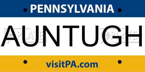 AUNTUGH Pennsylvania License Plate